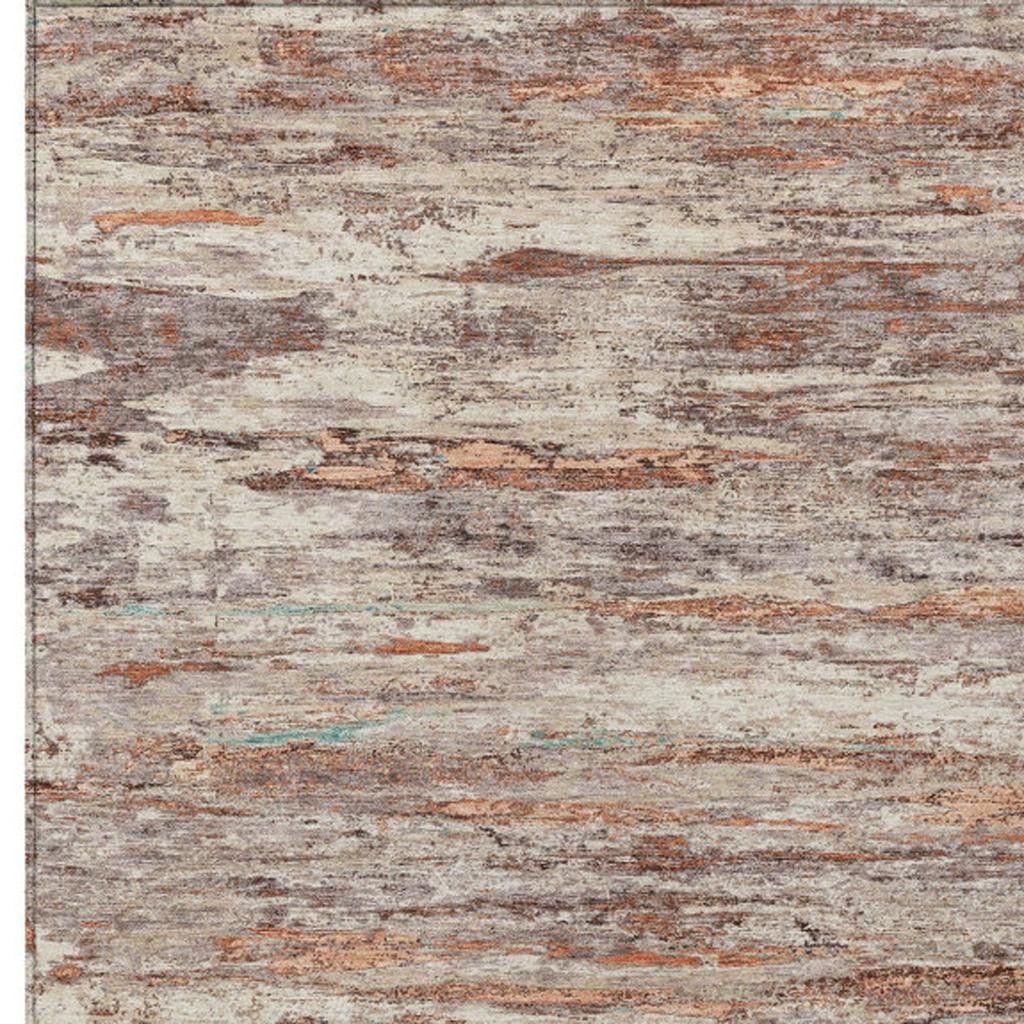 628229 10 x 14 ft. Terra Cotta & Beige Abstract Washable Transitional Indoor & Outdoor Rectangle Area Rug