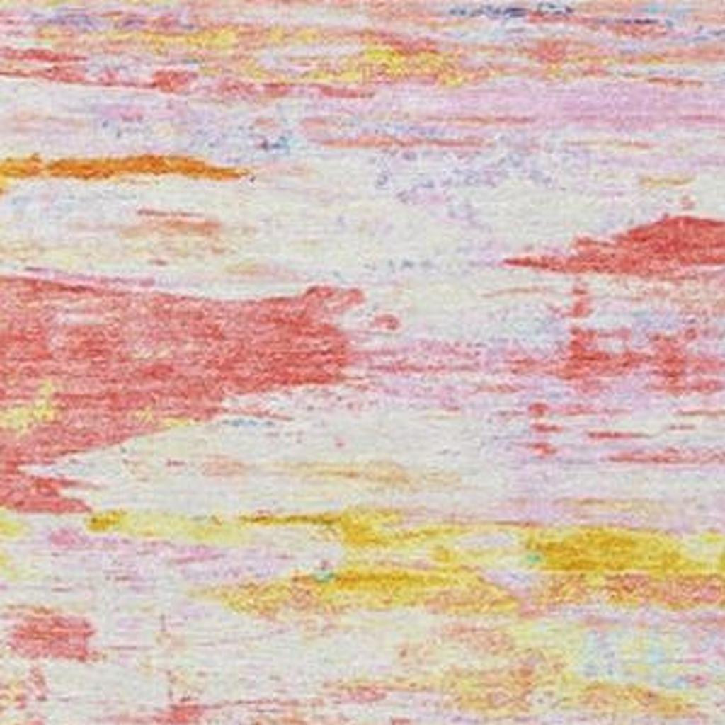 628200 3 x 5 ft. Coral & Yellow Abstract Washable Transitional Indoor & Outdoor Rectangle Area Rug