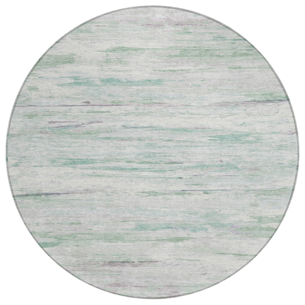 628190 8 ft. Artichoke Green & Ivory Abstract Washable Transitional Indoor & Outdoor Round Area Rug