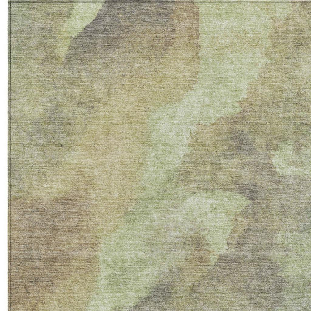 628077 9 x 12 ft. Artichoke Green & Taupe Abstract Washable Transitional Indoor & Outdoor Rectangle Area Rug