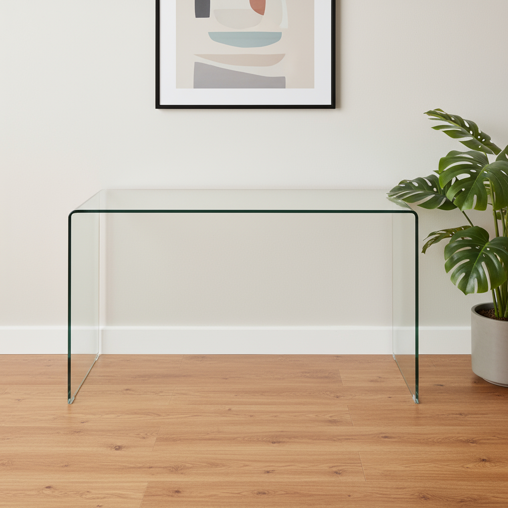 635691 29.50 x 43.30 x 13.70 in. Clear Glass Solid Console Table