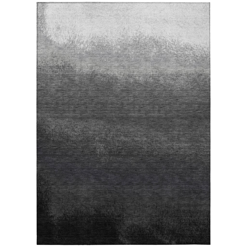 629026 9 x 12 ft. Gray & Silver Ombre Washable Transitional Indoor & Outdoor Rectangle Area Rug