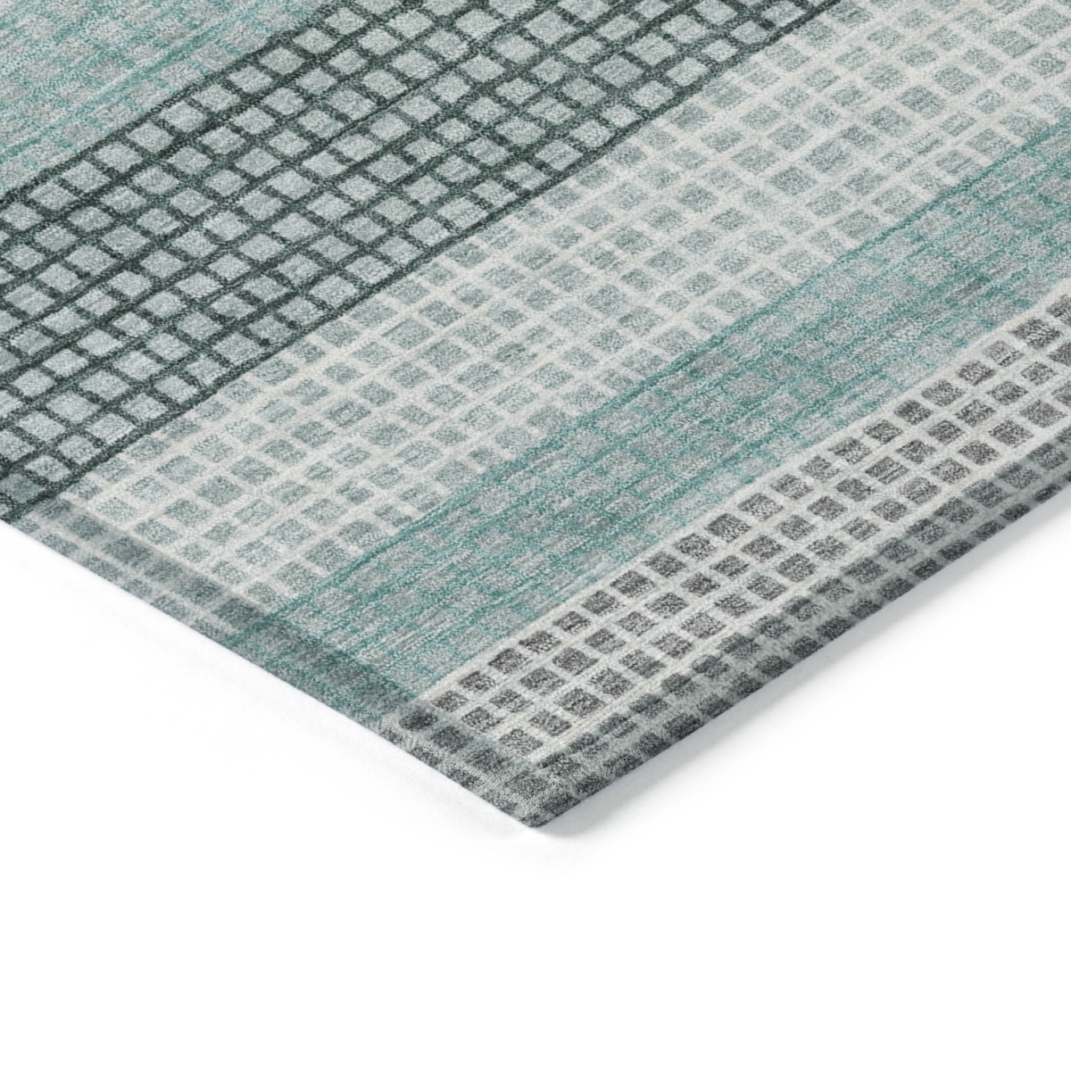 628889 10 x 14 ft. Teal, Blue & Ivory Striped Washable Transitional Indoor & Outdoor Rectangle Area Rug