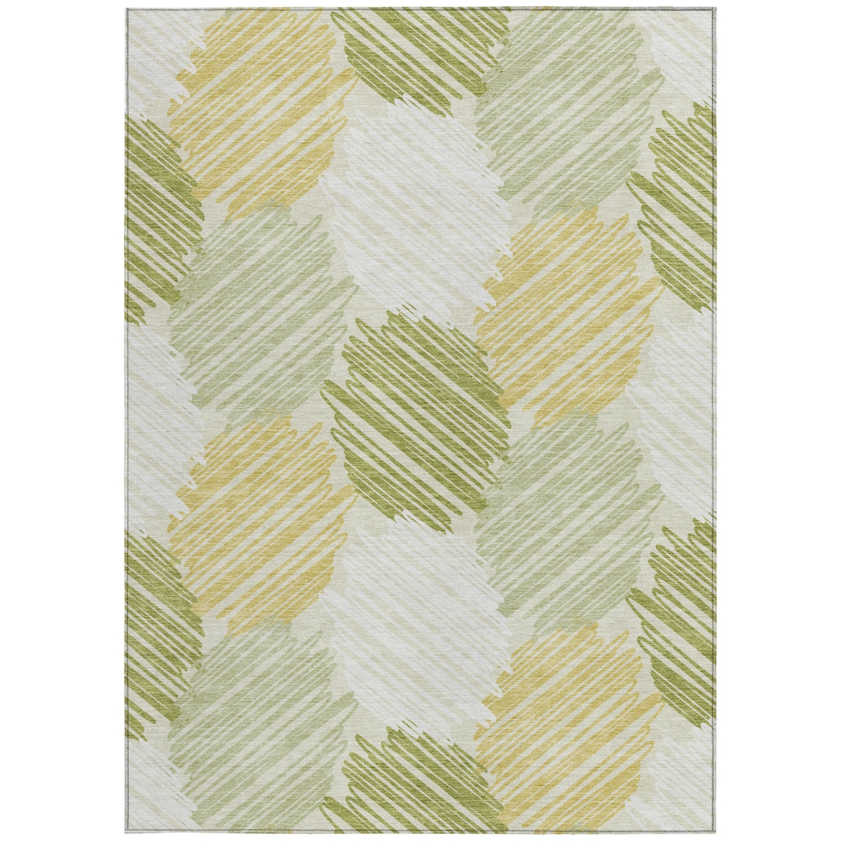626719 10 x 14 ft. Green, Ivory & Gold Geometric Washable Transitional Indoor & Outdoor Rectangle Area Rug
