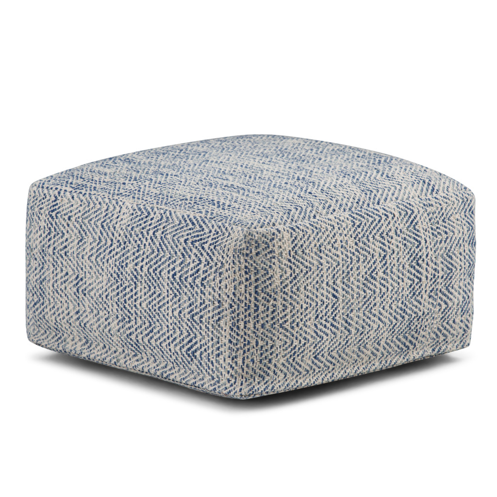 638508 10 x 20 x 20 in. Blue Cotton Pouf Ottoman