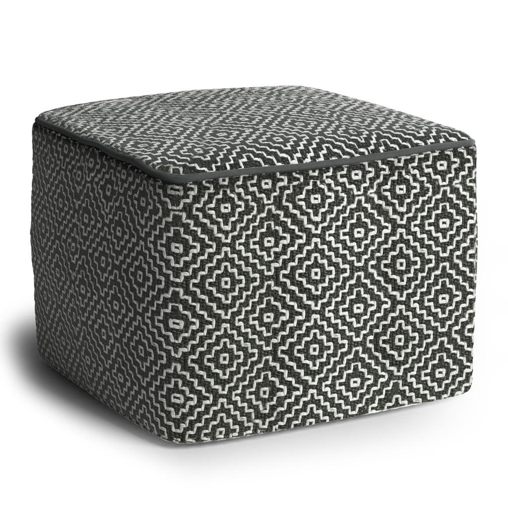 638558 14 x 18 x 18 in. Gray Fabric Pouf Ottoman