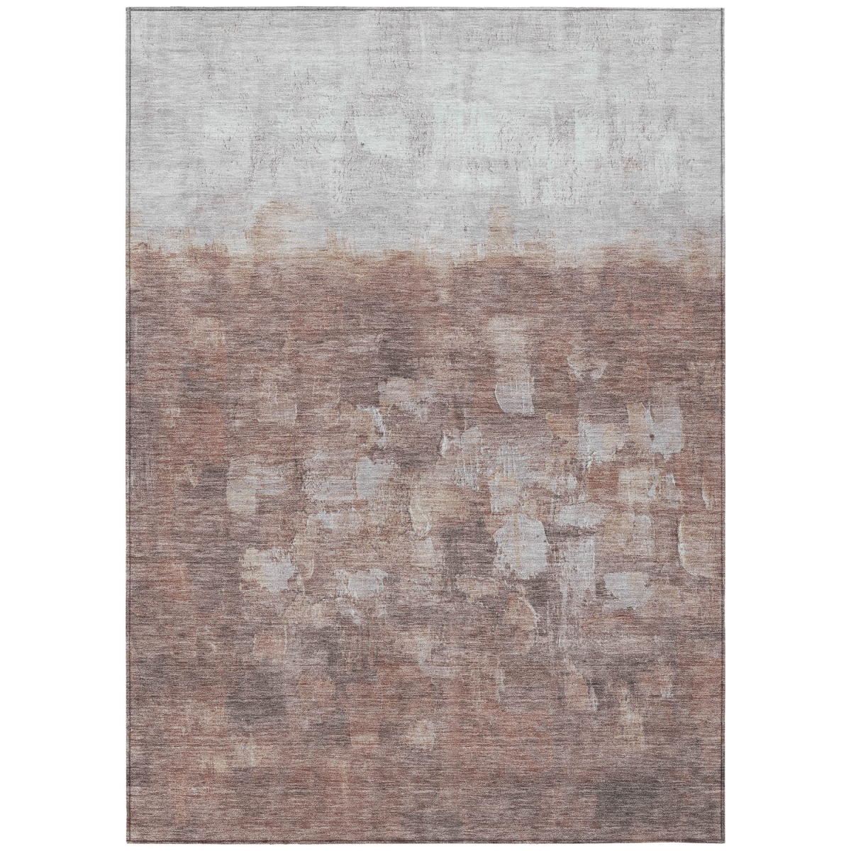 632088 10 x 14 ft. Rust & Silver Abstract Washable Transitional Indoor & Outdoor Rectangle Area Rug