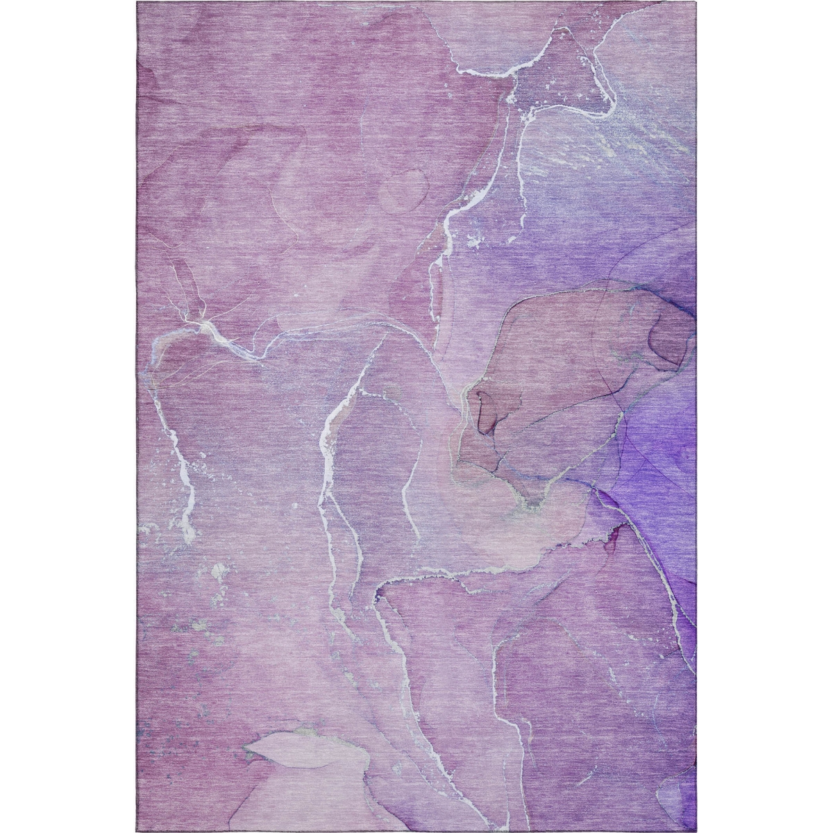 646985 3 x 5 ft. Purple & Ivory Abstract Transitional Washable Machine Made Rectangle Area Rug with UV Protection