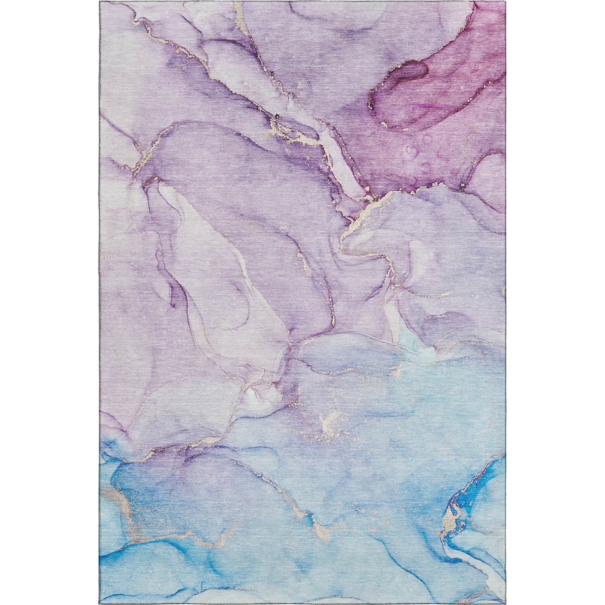647183 3 x 5 ft. Purple Blue & Ivory Abstract Washable Machine Made Rectangle Area Rug with UV Protection
