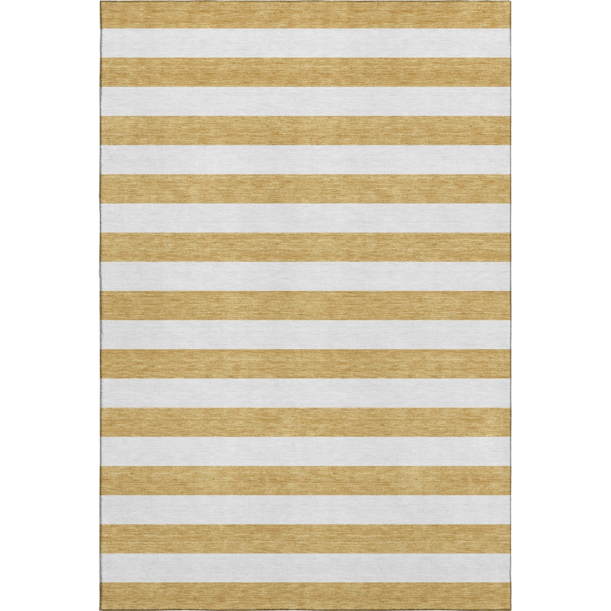 647580 5 x 8 ft. Gold & Ivory Striped Transitional Washable Machine Made Rectangle Area Rug with UV Protection