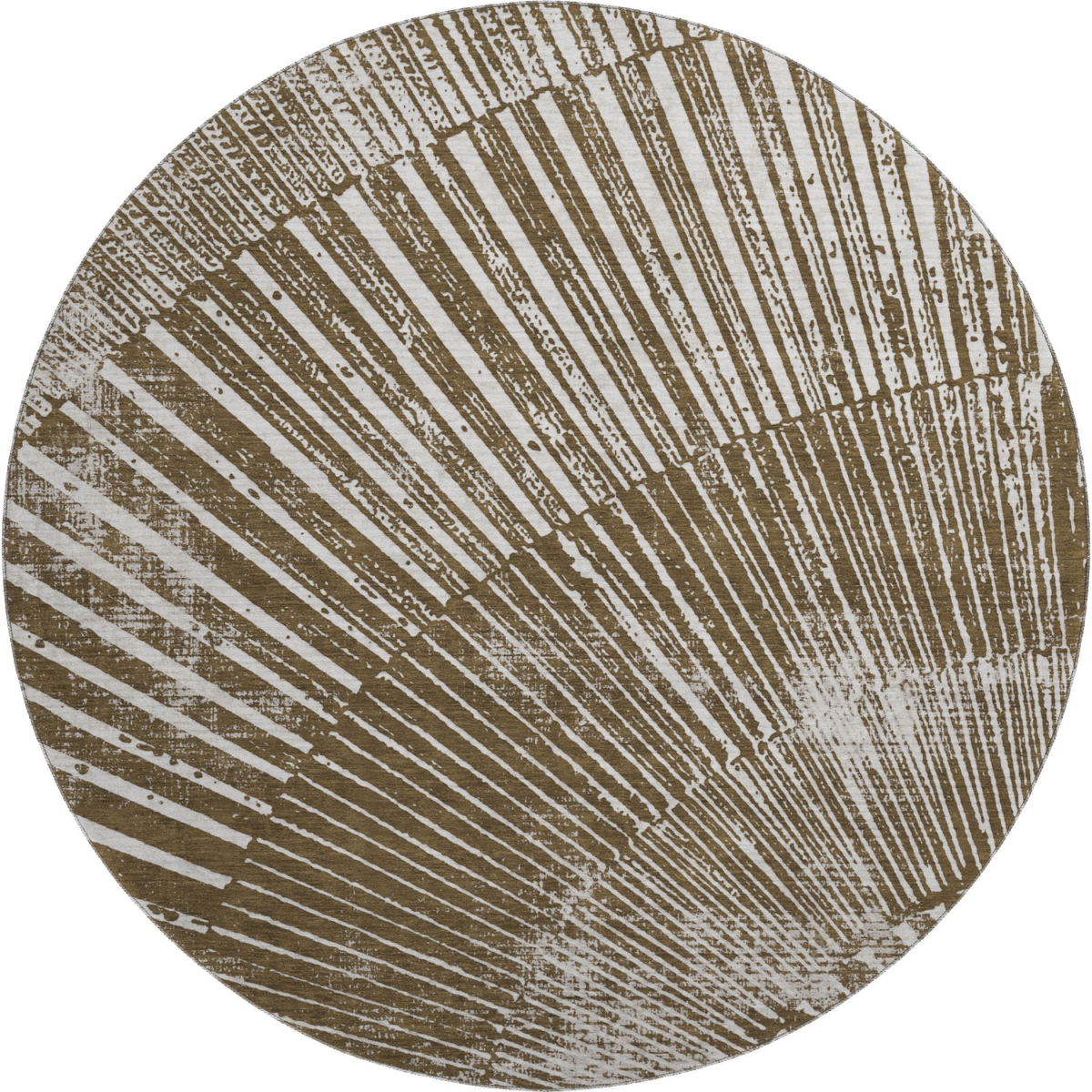 648325 8 ft. Chocolate & Ivory Geometric Transitional Washable Round Area Rug with UV Protection