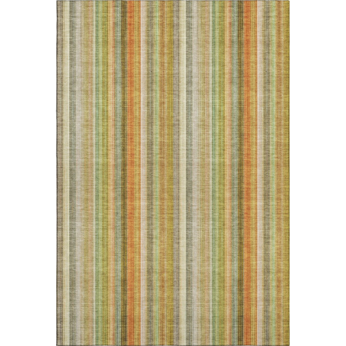 648393 9 x 12 ft. Khaki, Orange & Beige Striped Washable Machine Made Rectangle Area Rug with UV Protection