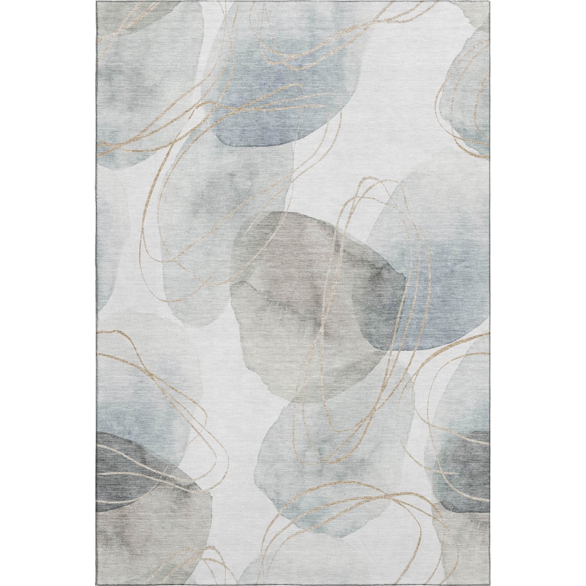 648426 5 x 8 ft. Ivory & Beige Abstract Contemporary Washable Machine Made Rectangle Area Rug with UV Protection