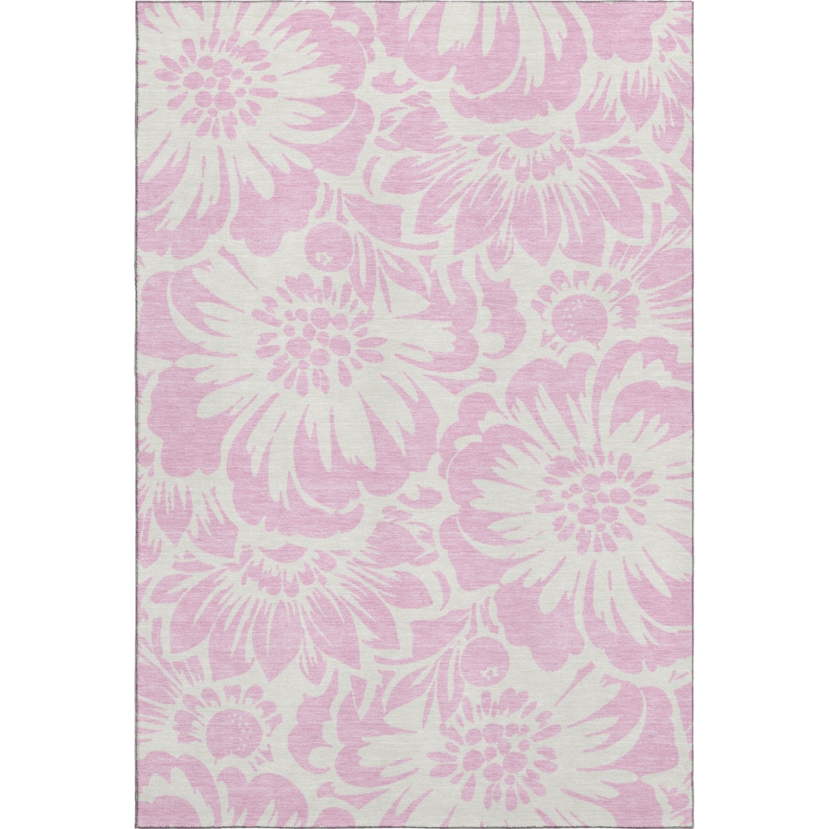648686 8 x 10 ft. Pink & Ivory Floral Transitional Washable Machine Made Rectangle Area Rug with UV Protection
