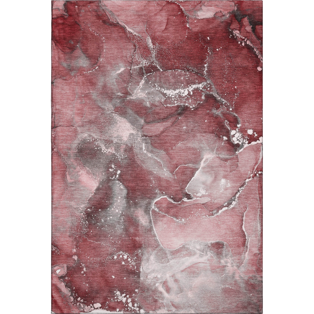 647231 3 x 5 ft. Merlot & Ivory Abstract Transitional Washable Machine Made Rectangle Area Rug with UV Protection
