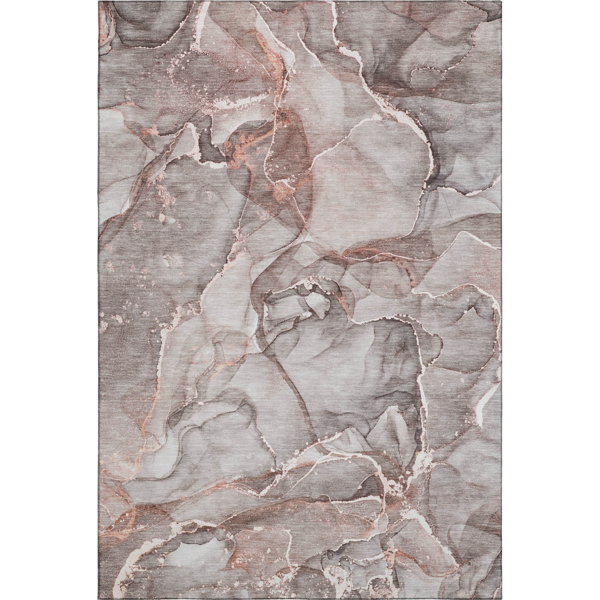 647261 3 x 5 ft. Gray & Ivory Abstract Transitional Washable Machine Made Rectangle Area Rug with UV Protection