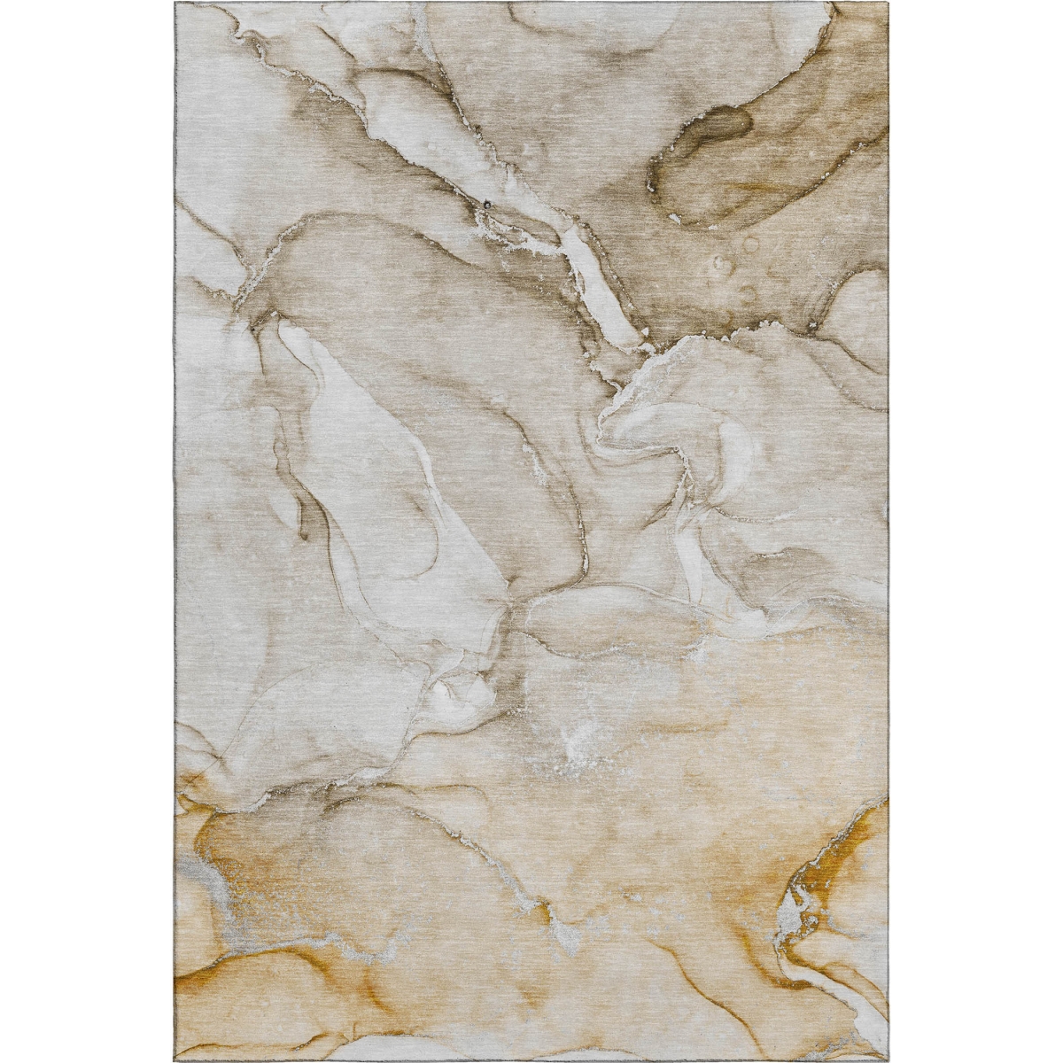 647159 3 x 5 ft. Brown & Ivory Abstract Transitional Washable Machine Made Rectangle Area Rug with UV Protection