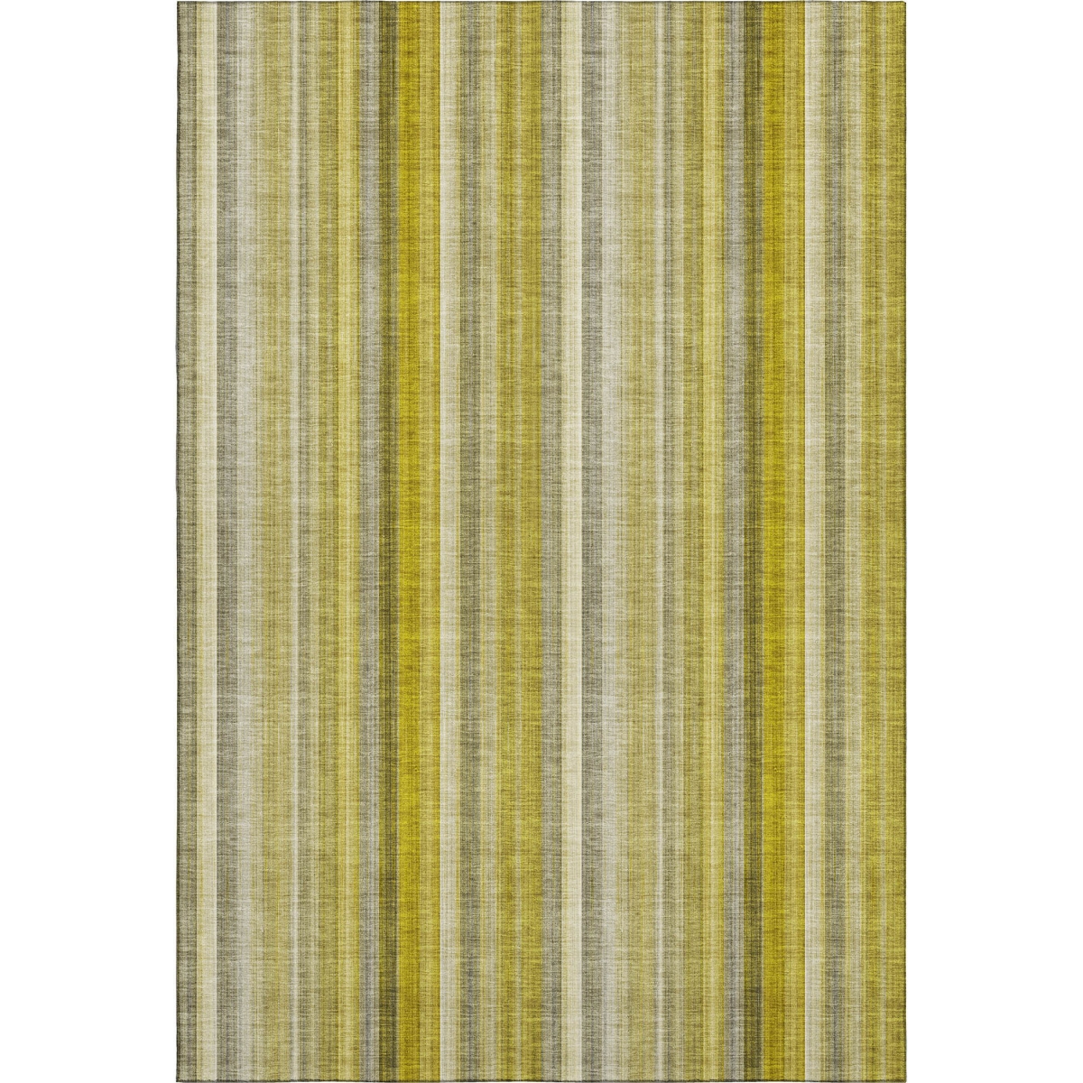 648372 5 x 8 ft. Gold & Ivory Striped Transitional Washable Machine Made Rectangle Area Rug with UV Protection