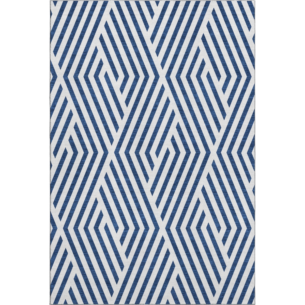 648567 9 x 12 ft. Navy Blue & Ivory Geometric Transitional Washable Machine Made Rectangle Area Rug with UV Protection