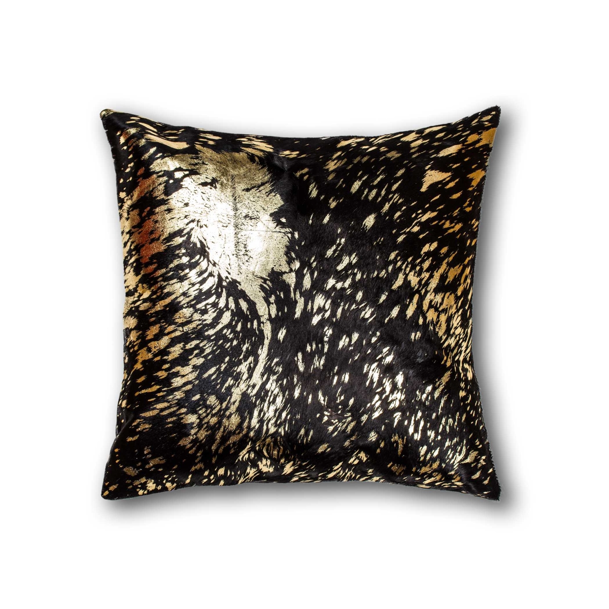 328266 18 x 18 in. Cowhide Pillow, Choclate & Gold