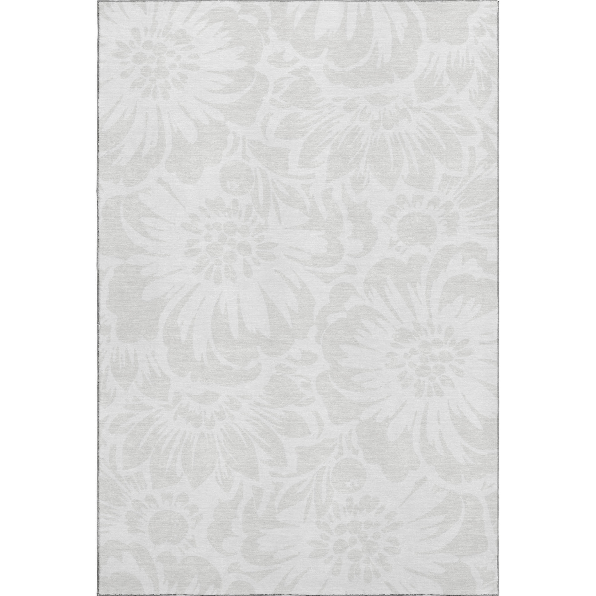 648656 8 x 10 ft. Ivory & Cream Floral Washable Machine Made Rectangle Area Rug with UV Protection