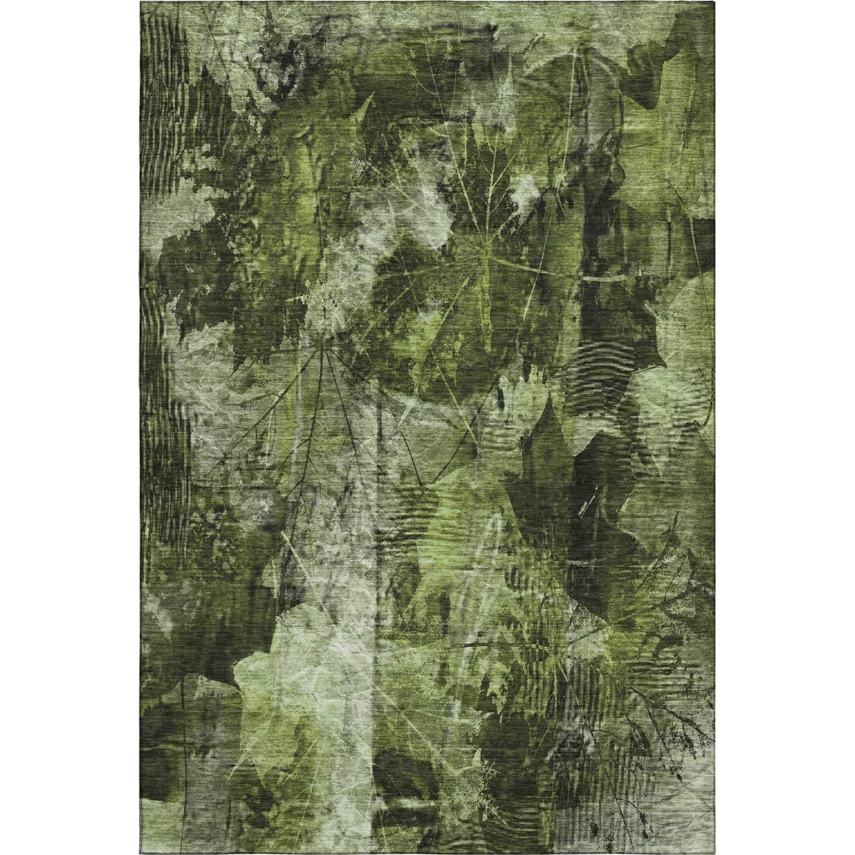 649071 9 x 12 ft. Green & Ivory Floral Transitional Washable Machine Made Rectangle Area Rug with UV Protection