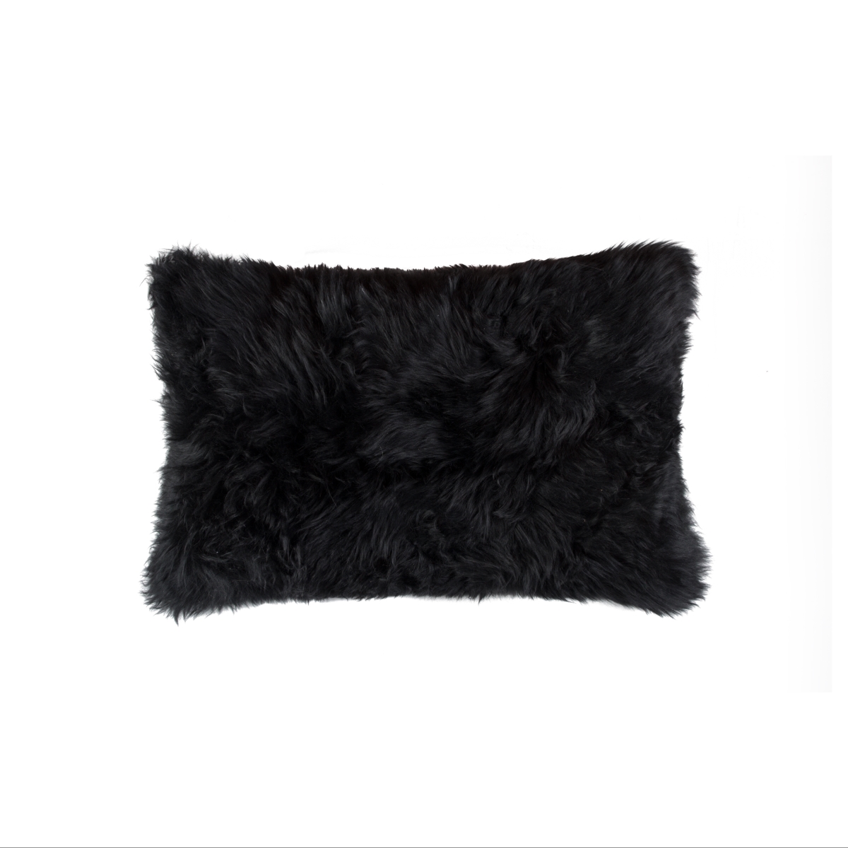 12 x 20 in. Sheepskin Pillow, Balck
