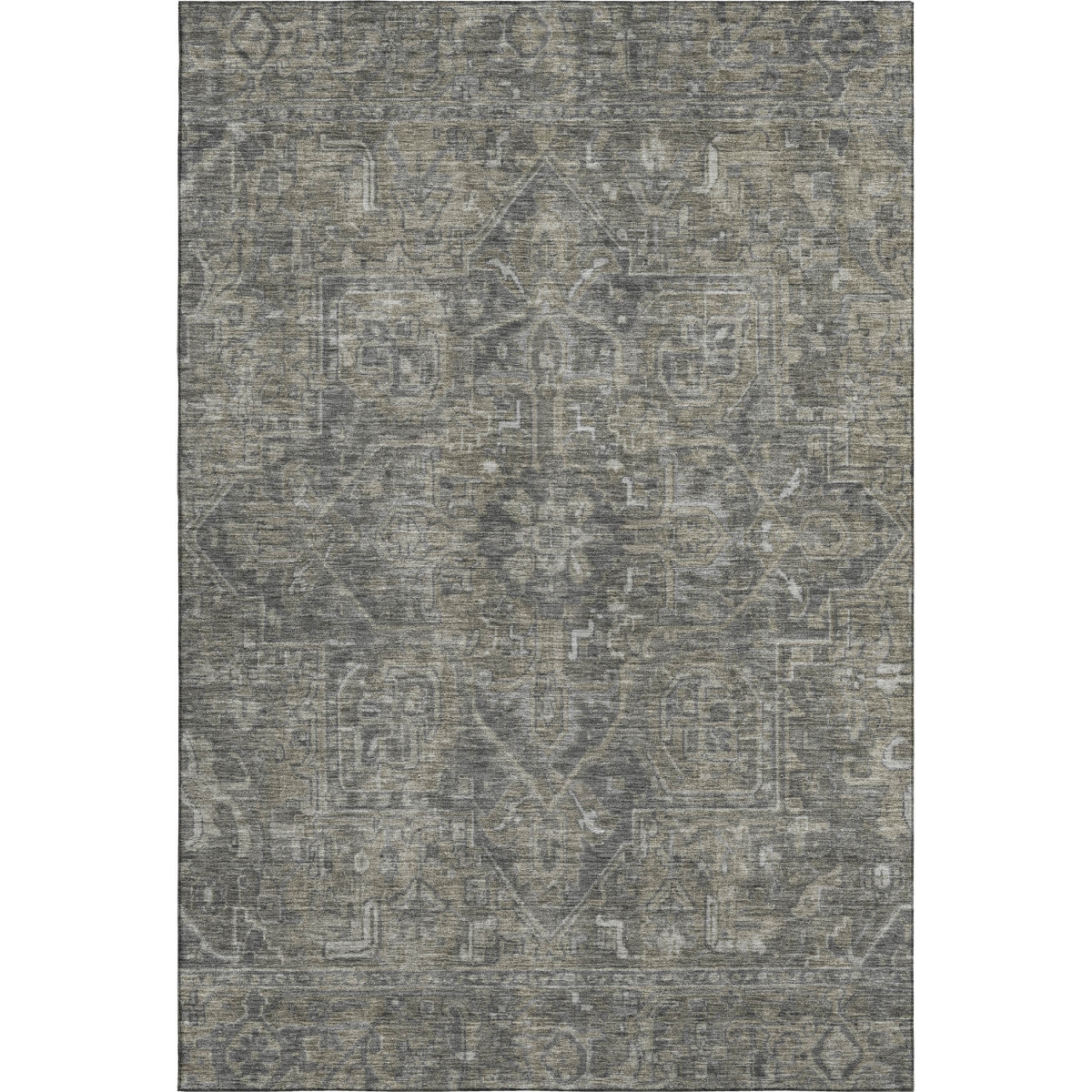 649745 3 x 5 ft. Coffee & Gray Oriental Washable Machine Made Rectangle Area Rug with UV Protection