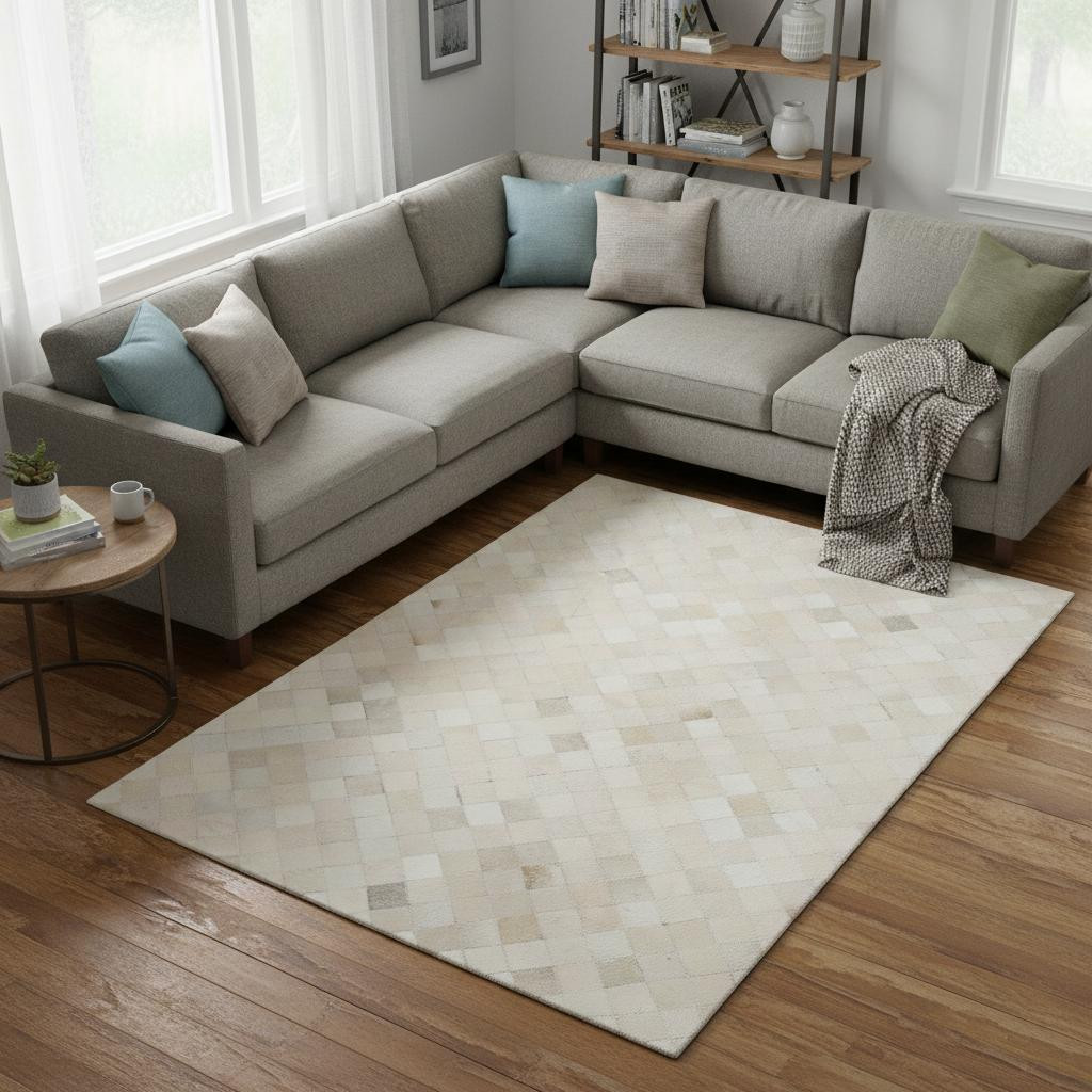644644 8 x 10 ft. Ivory & Gray Geometric Lodge Washable Machine Made Rectangle Area Rug with UV Protection