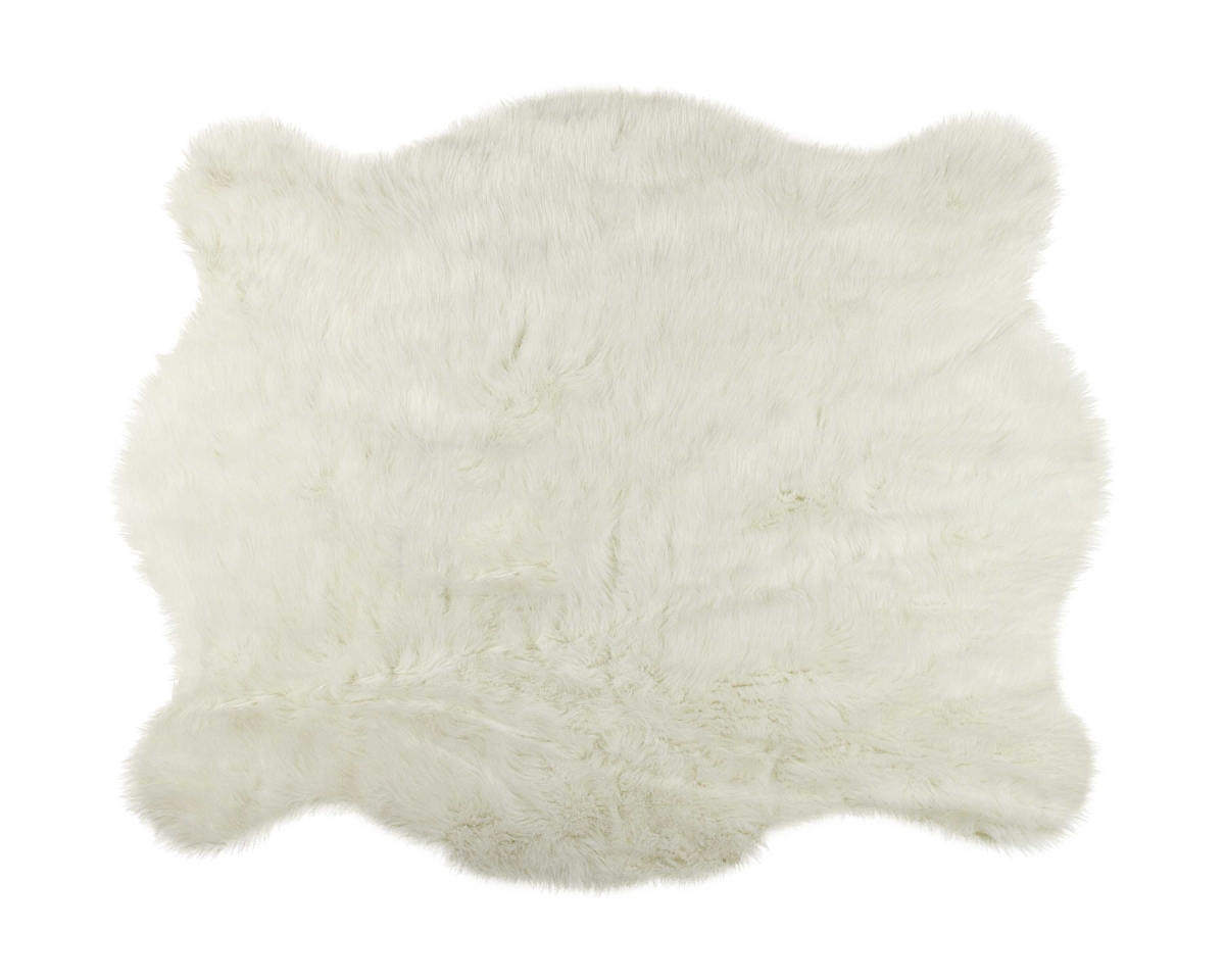 4.25 x 5 in. Polar Bear Faux Hide Area Rug - Off White