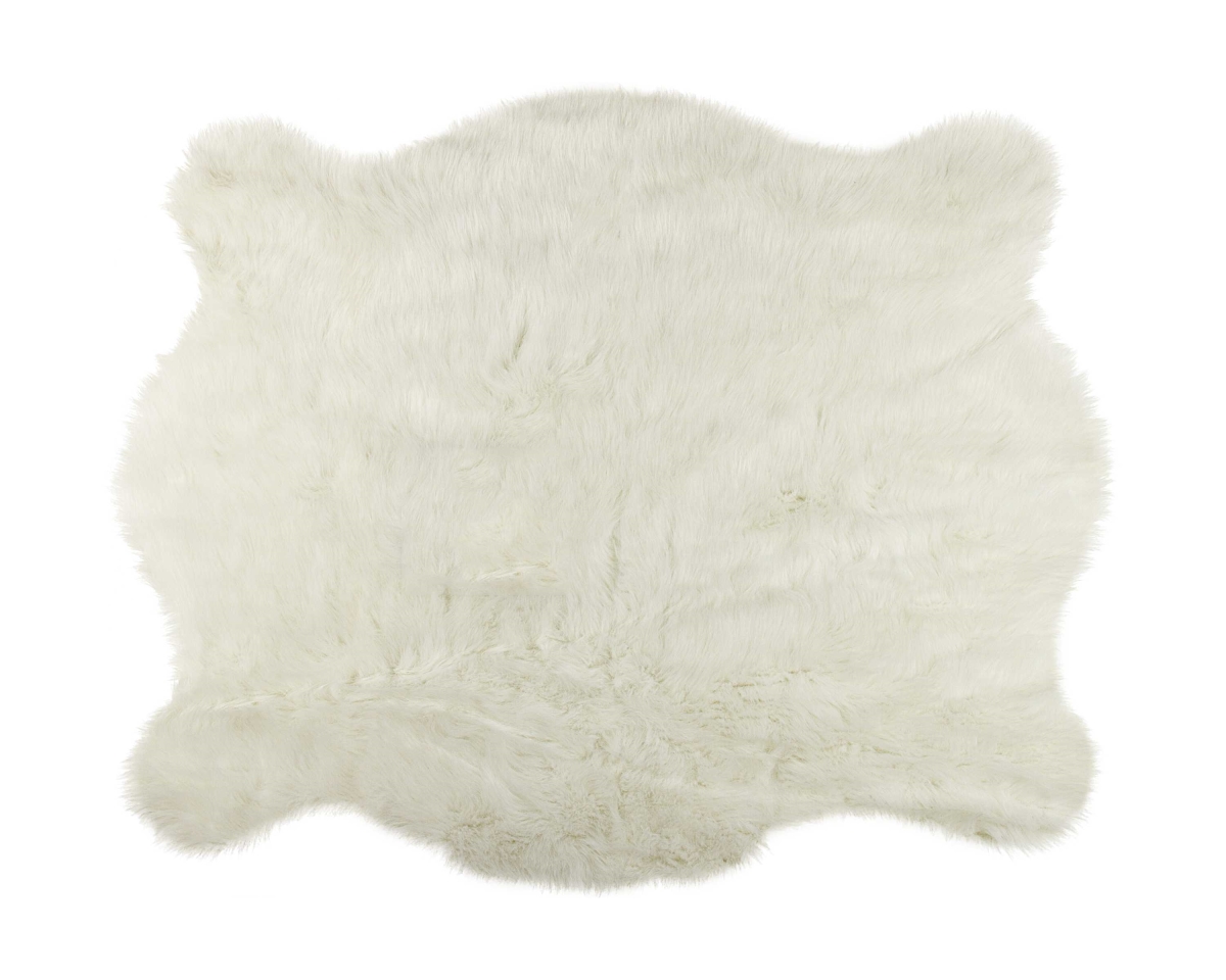 5.25 x 7.5 in. Polar Bear Faux Hide Area Rug - Off White