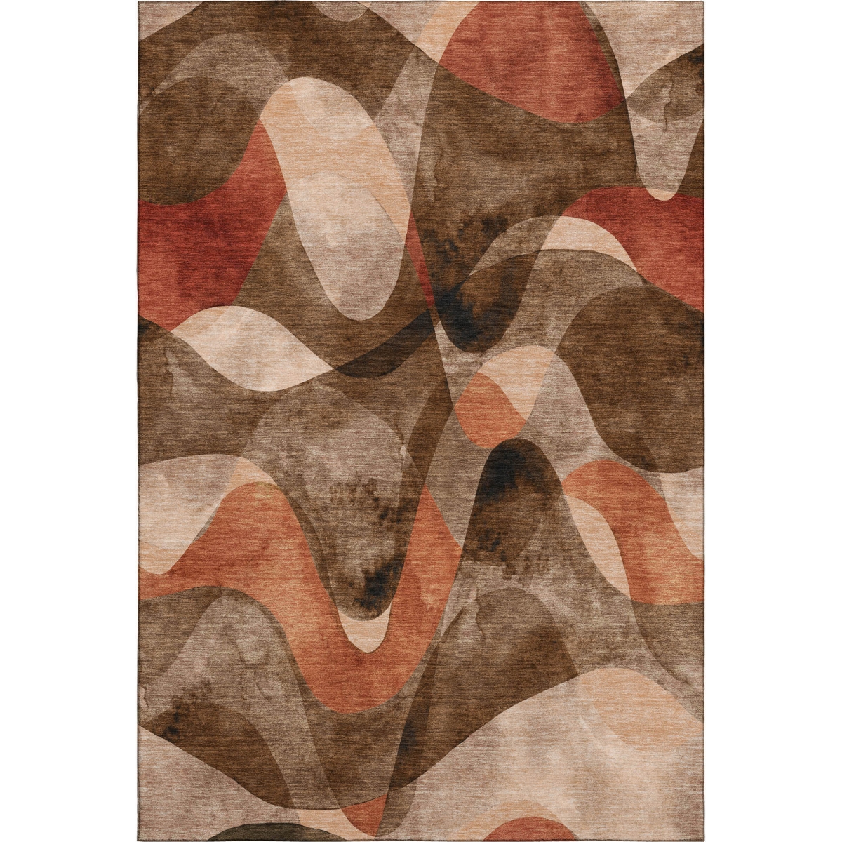 648069 9 x 12 ft. Chocolate Beige & Copper Abstract Washable Machine Made Rectangle Area Rug with UV Protection
