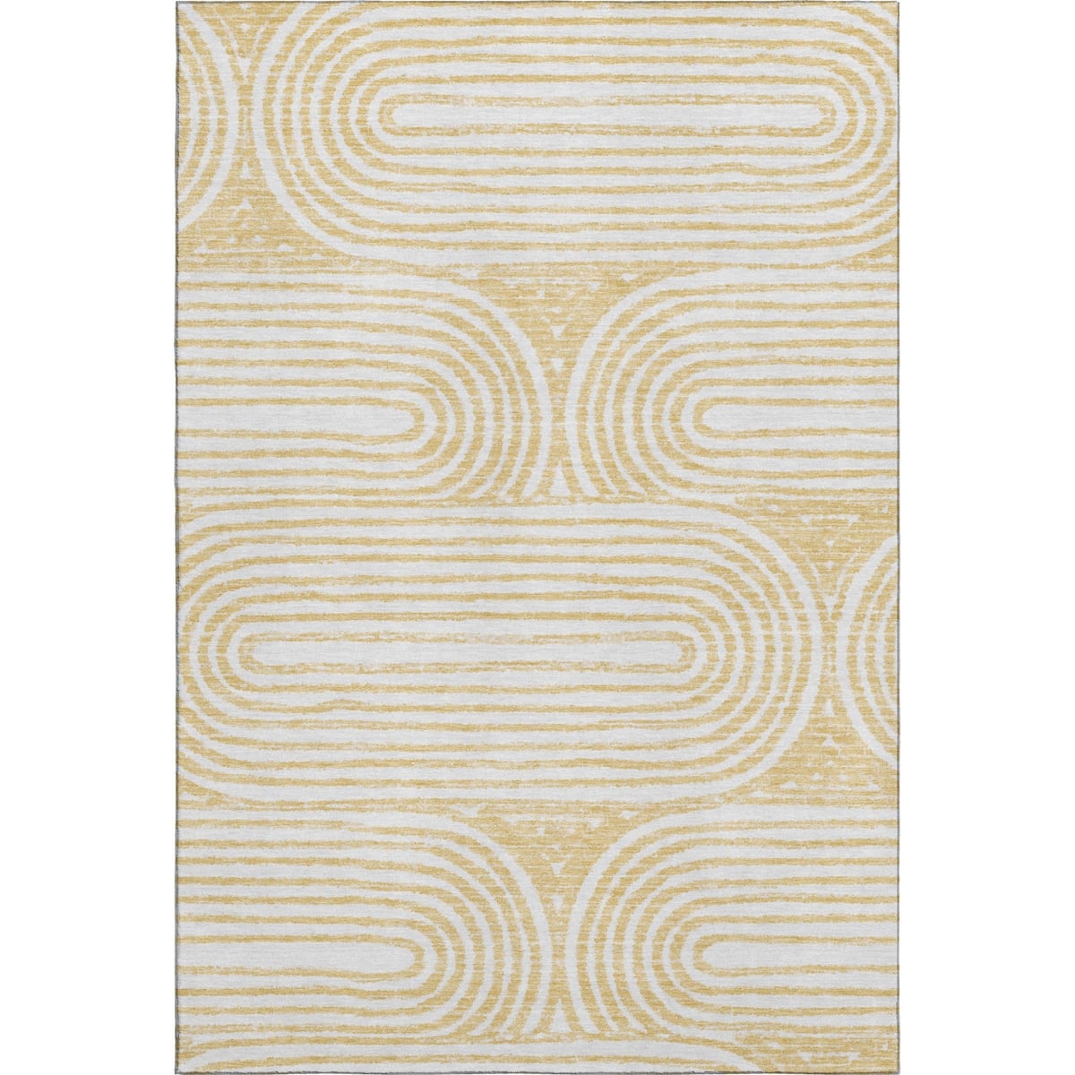 648243 9 x 12 ft. Gold & Ivory Geometric Contemporary Washable Machine Made Rectangle Area Rug with UV Protection