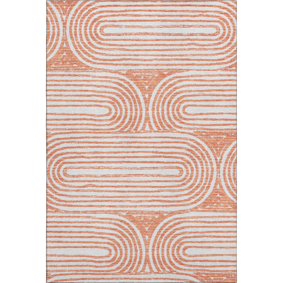 648258 5 x 8 ft. Salmon & Ivory Geometric Contemporary Washable Machine Made Rectangle Area Rug with UV Protection