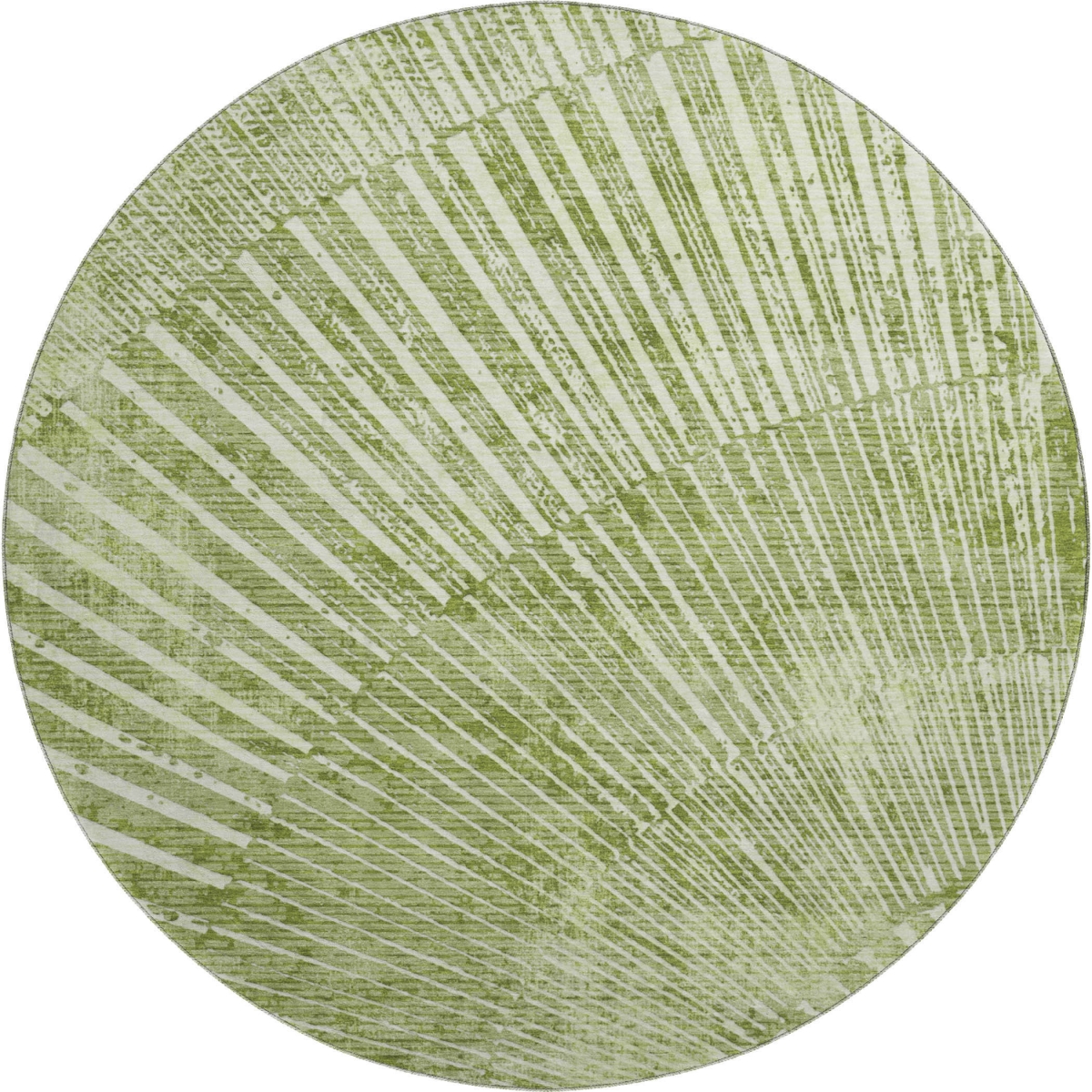 648343 8 ft. Sage & Ivory Geometric Transitional Washable Round Area Rug with UV Protection