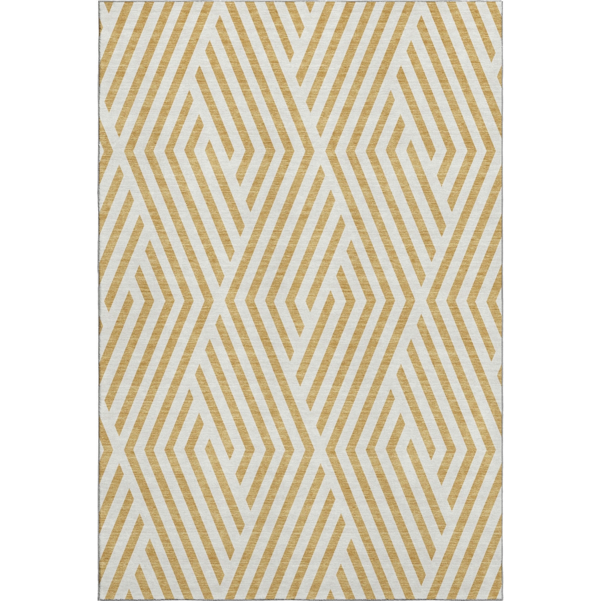 648537 9 x 12 ft. Gold & Ivory Geometric Transitional Washable Machine Made Rectangle Area Rug with UV Protection