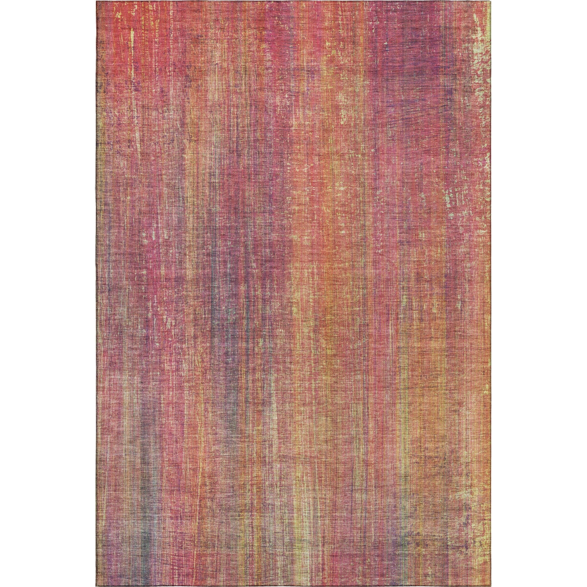 648765 9 x 12 ft. Red Yellow & Orange Striped Washable Machine Made Rectangle Area Rug with UV Protection