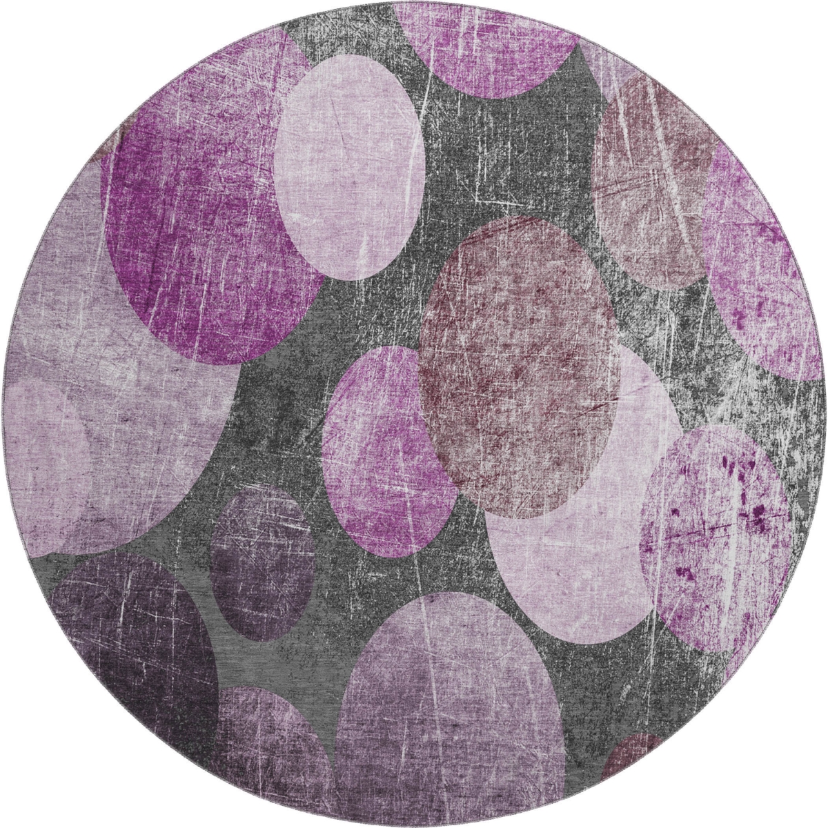 648901 8 ft. Cabernet & Ivory Abstract Washable Round Area Rug with UV Protection