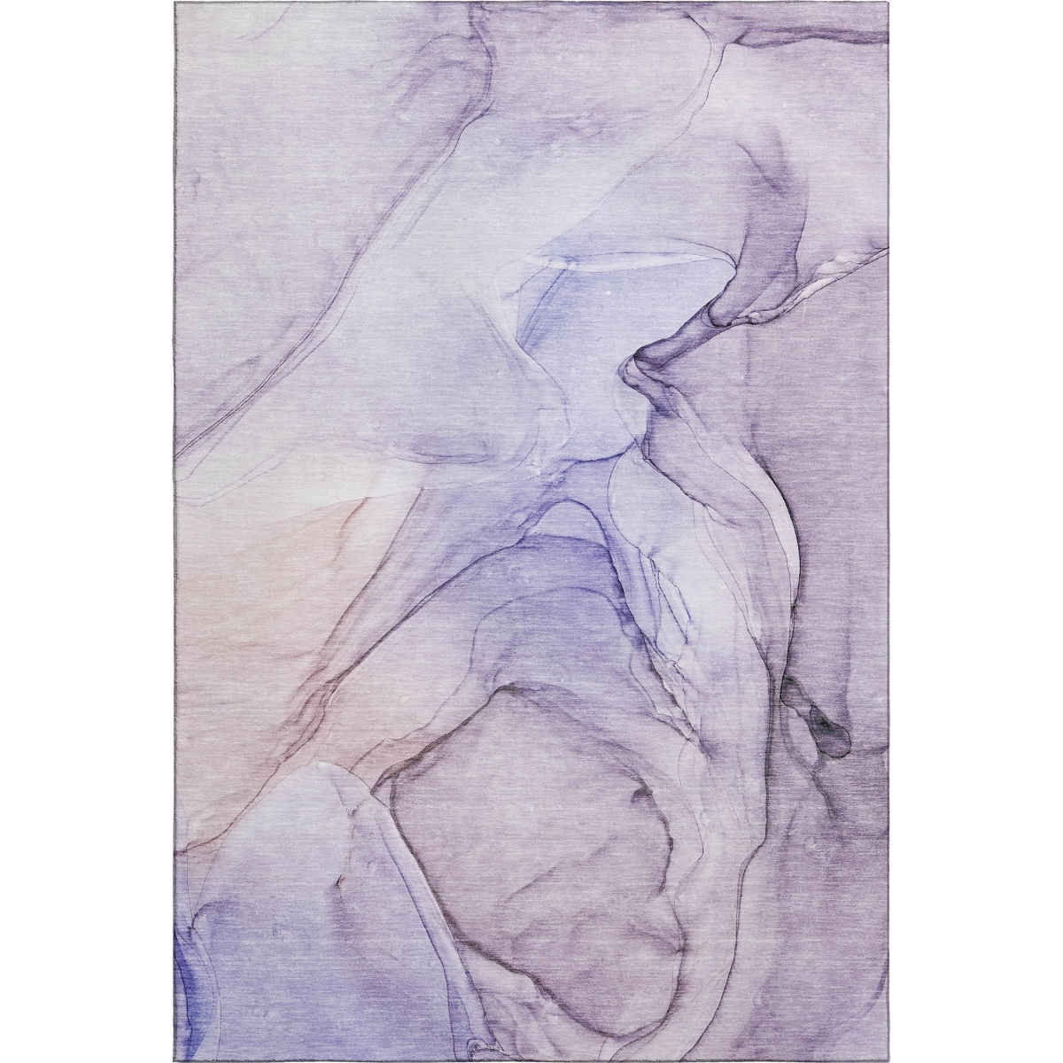 646645 3 x 5 ft. Purple & Ivory Abstract Transitional Washable Machine Made Rectangle Area Rug with UV Protection