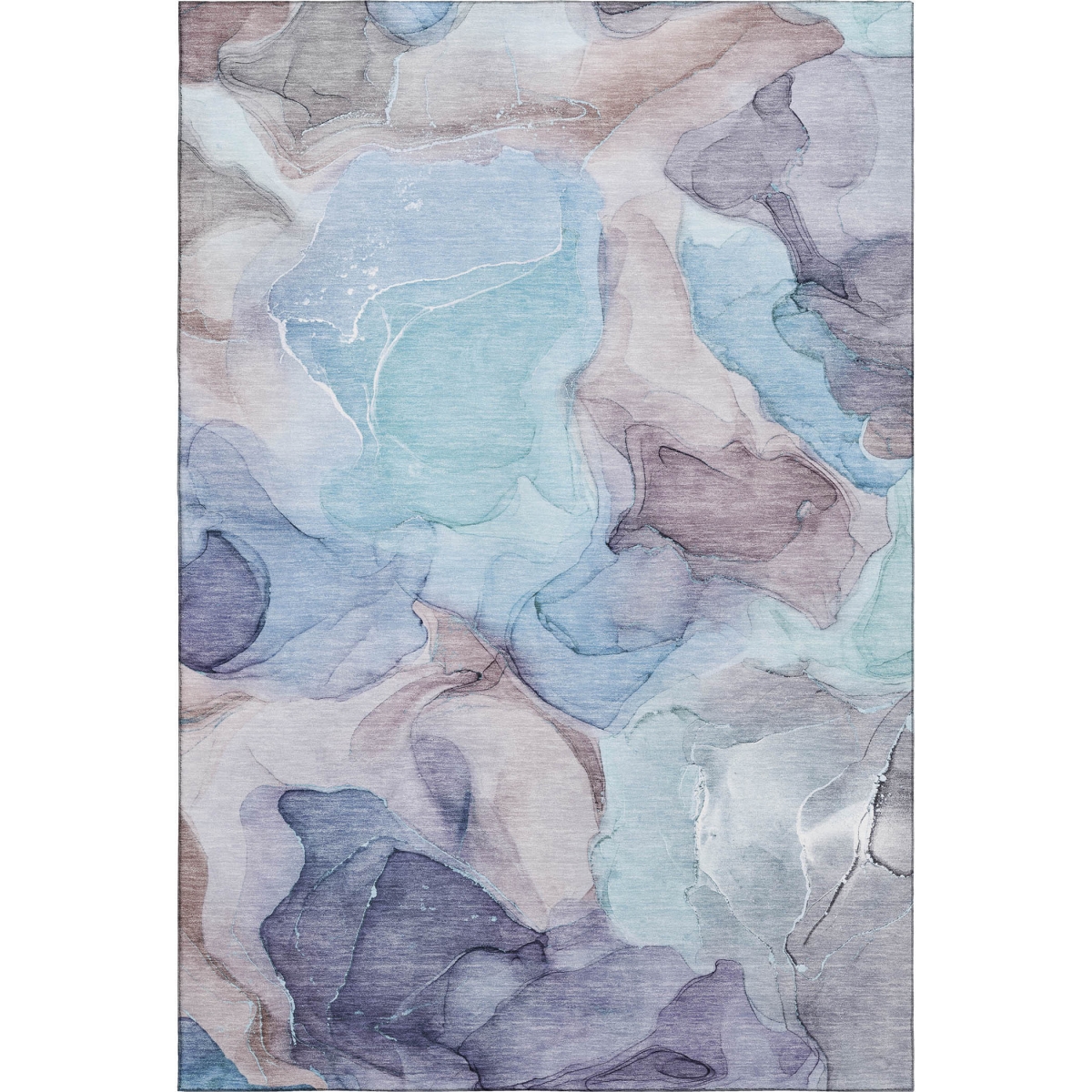 646723 3 x 5 ft. Navy Blue Purple & Gray Abstract Washable Machine Made Rectangle Area Rug with UV Protection
