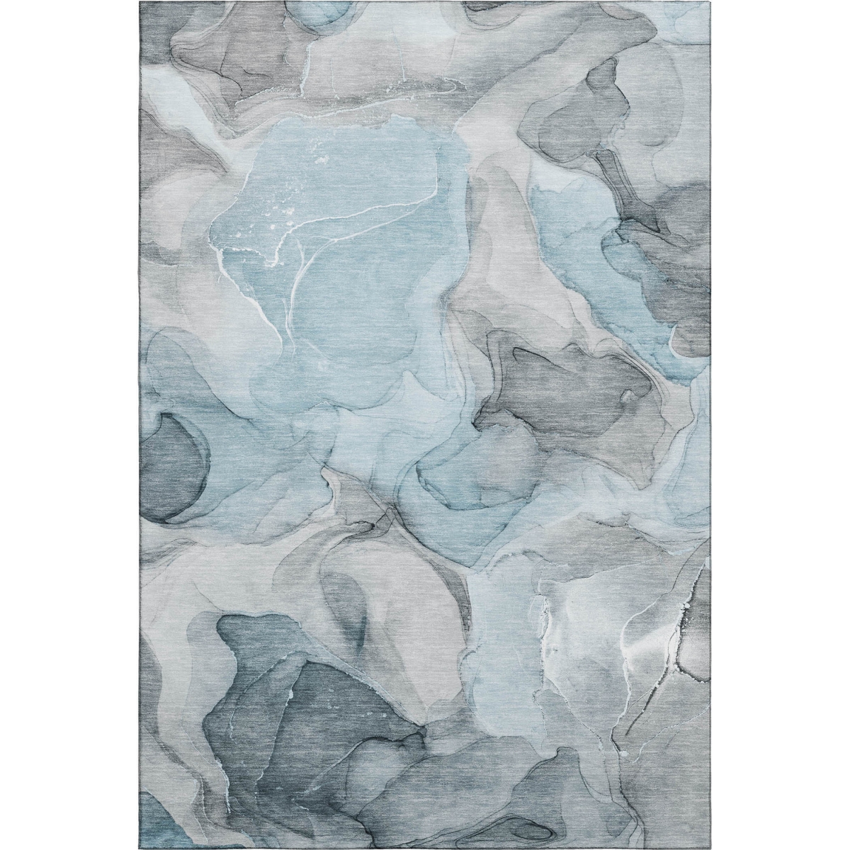 646746 10 x 14 ft. Teal & Gray Abstract Transitional Washable Machine Made Rectangle Area Rug with UV Protection