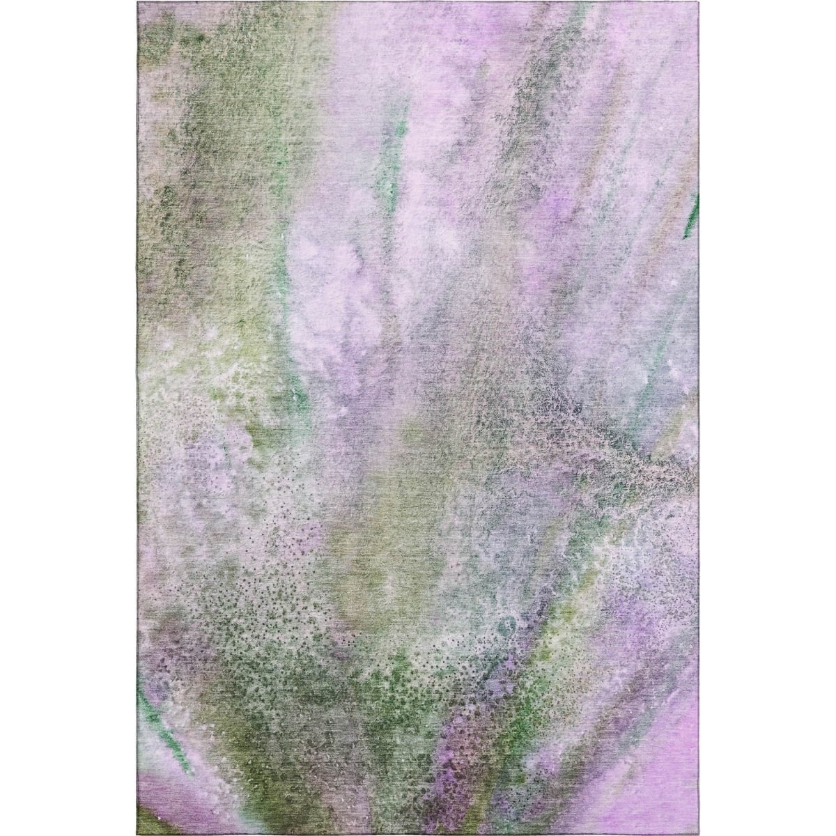 646799 3 x 5 ft. Purple & Green Abstract Contemporary Washable Machine Made Rectangle Area Rug with UV Protection