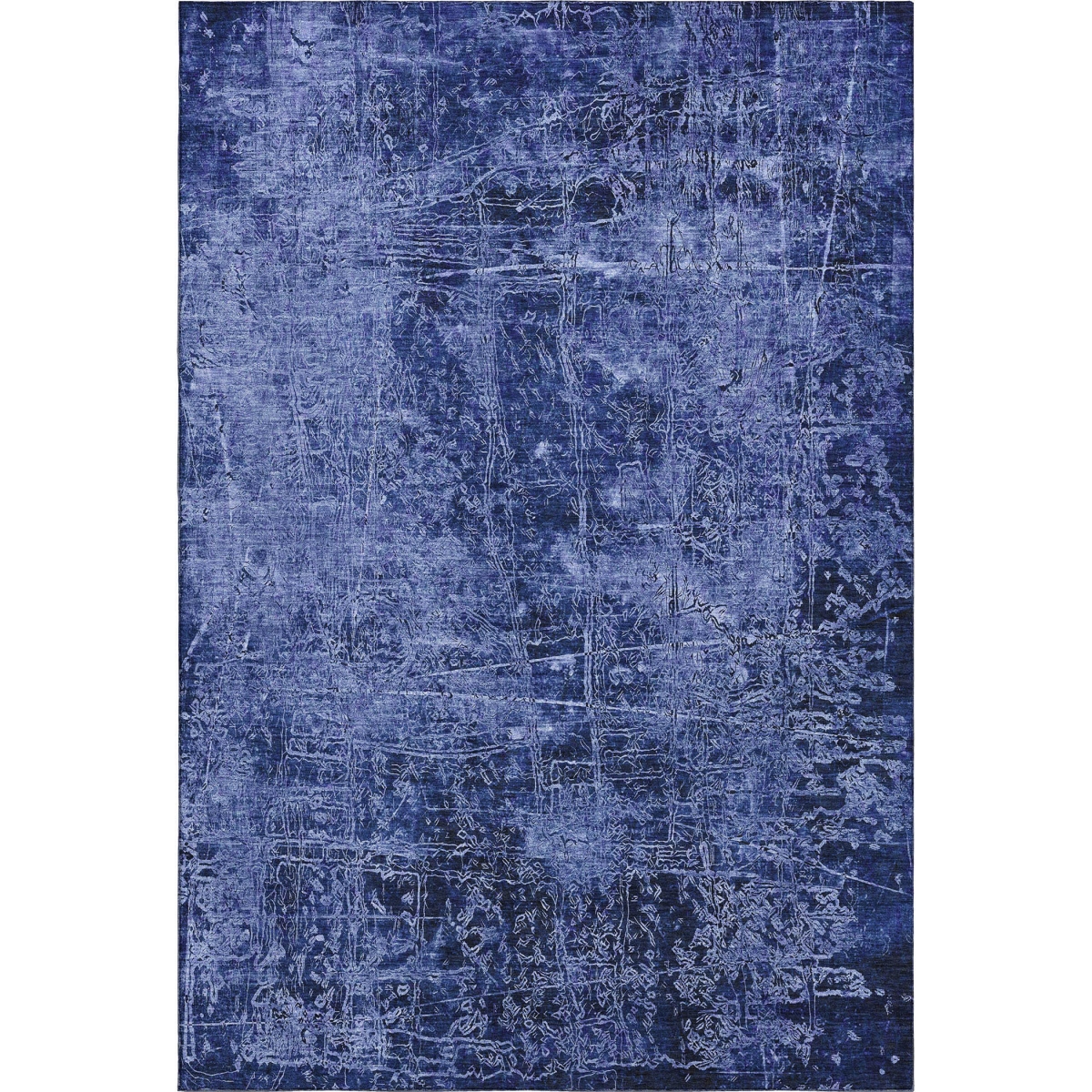 649044 5 x 8 ft. Navy Blue & Ivory Abstract Transitional Washable Machine Made Rectangle Area Rug with UV Protection