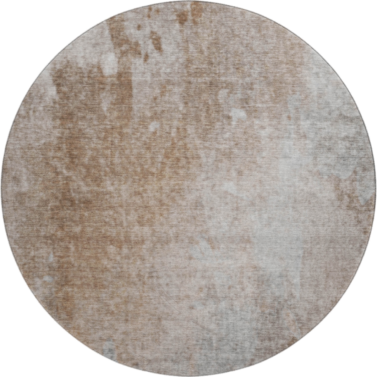649405 8 ft. Coffee & Gray Abstract Transitional Washable Round Area Rug with UV Protection