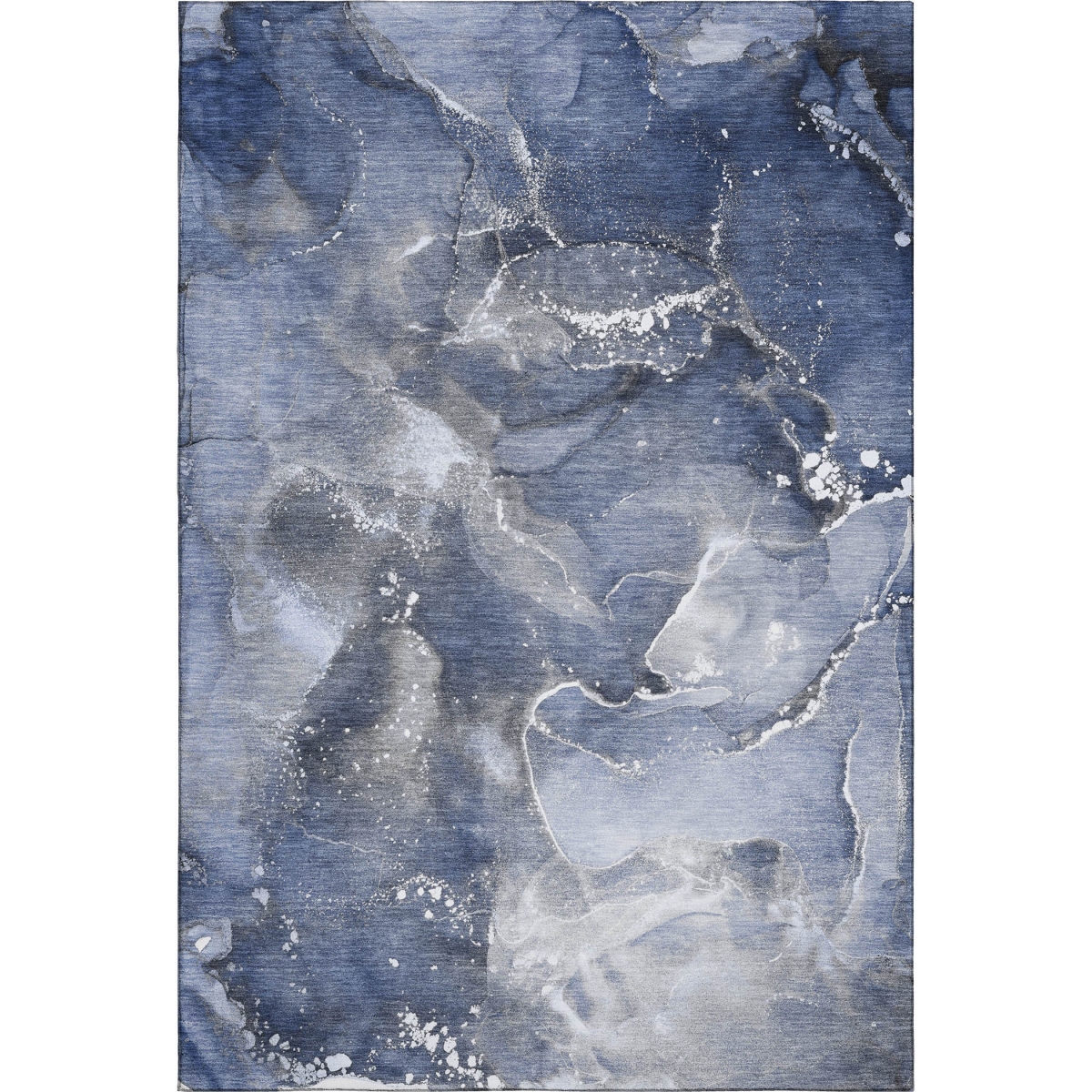 647237 3 x 5 ft. Navy Blue & Ivory Abstract Transitional Washable Machine Made Rectangle Area Rug with UV Protection
