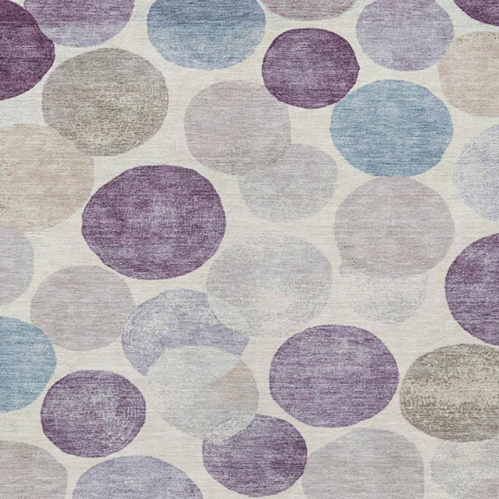 627043 10 x 14 ft. Plum Beige & Denim Blue Geometric Washable Transitional Indoor & Outdoor Rectangle Area Rug