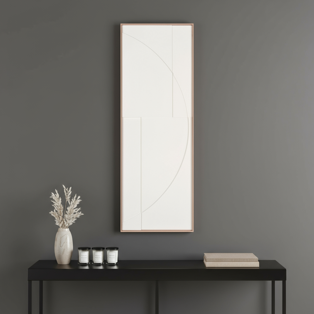 653970 White Geo Brown Shadowbox Wall Art