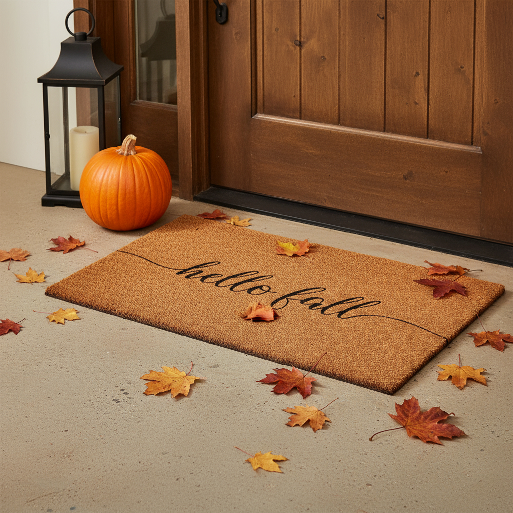 654335 24 x 36 in. Brown & Natural Fall Hello Fall Outdoor Coir Door Mat