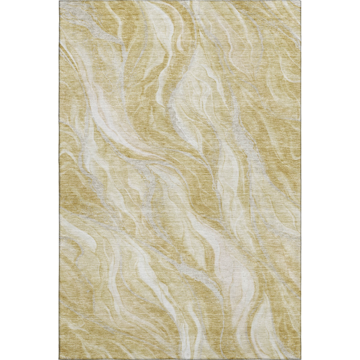 657582 3 x 5 ft. Gold & Ivory Abstract Transitional Washable Machine Made Rectangle Area Rug with UV Protection