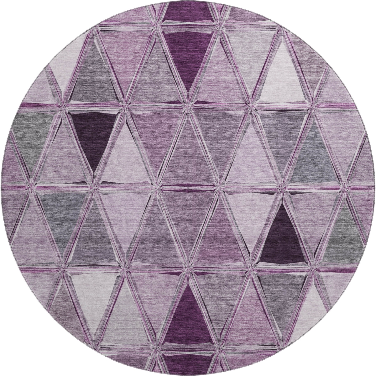 657644 8 ft. Merlot Gray & Ivory Geometric Transitional Washable Round Area Rug with UV Protection